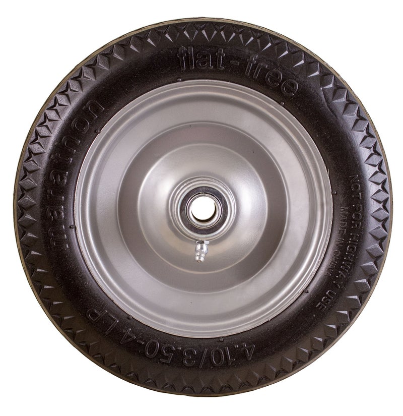 Marathon 4.10/3.50-4" Flat Free, All Purpose Utility Tire on Wheel, 4" Centered Hub, 5/8" Bearings - Image 2